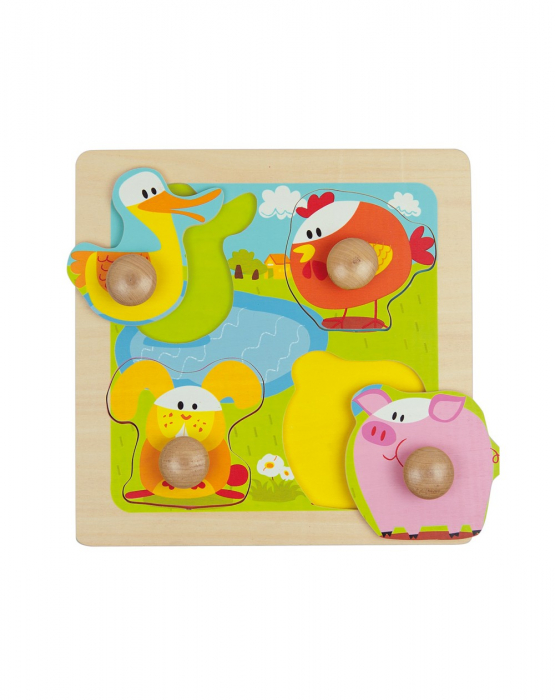 Puzzle din lemn Big pegs, 4 piese [4]