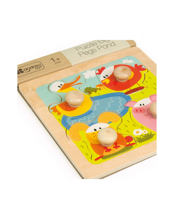 Puzzle din lemn Big pegs, 4 piese [2]