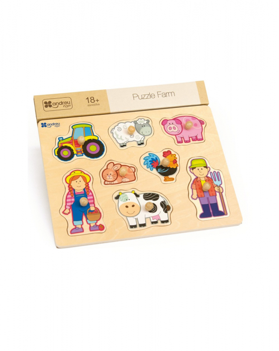 Puzzle din lemn incastru La ferma, 8 piese [2]