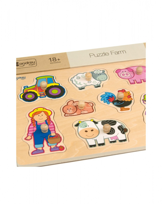 Puzzle din lemn incastru La ferma, 8 piese [3]