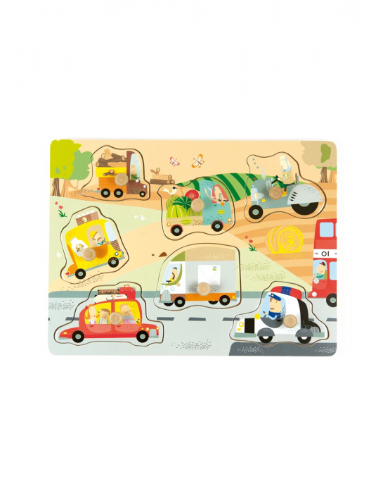 Puzzle din lemn incastru Vehicule, 7 piese [8]