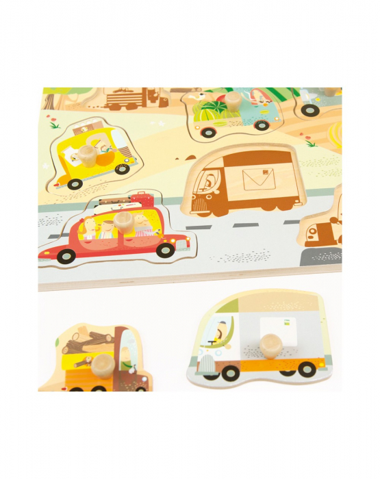 Puzzle din lemn incastru Vehicule, 7 piese [2]