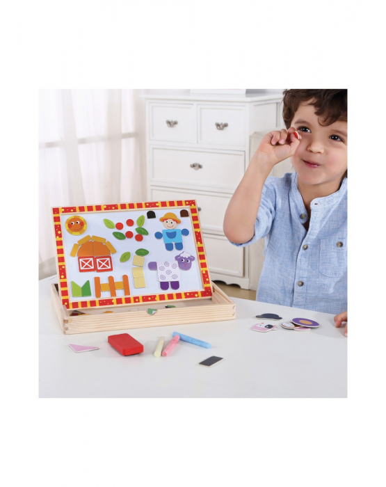 Cutie cu puzzle piese magnetice si tabla de scris, Ferma [3]