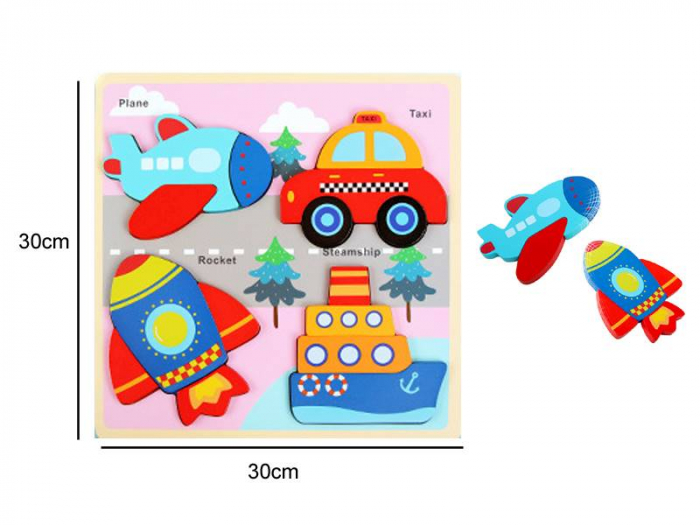 Puzzle din lemn vehicule,16 piese, 30x30 cm [2]