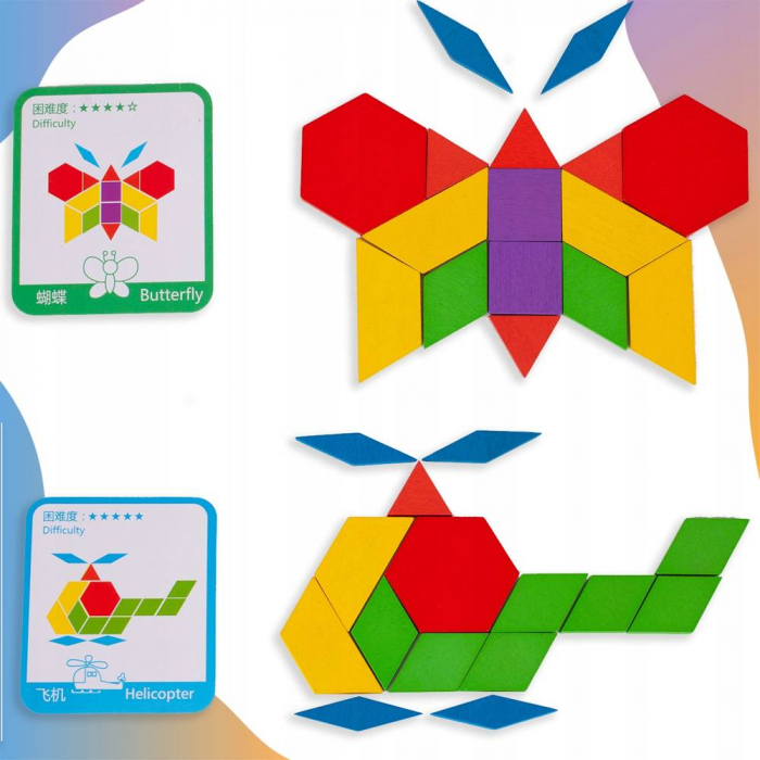 Puzzle geometric din lemn 155 piese [8]