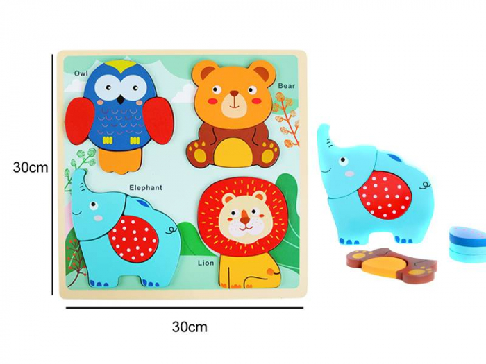 Puzzle lemn cu animalute, 12 piese, 30x30cm [2]