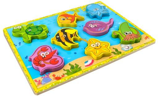 Puzzle lemn, tablita, pescuieste pesti, 8 piese [5]