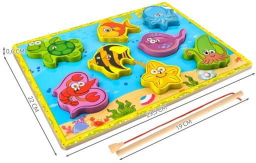 Puzzle lemn, tablita, pescuieste pesti, 8 piese [3]