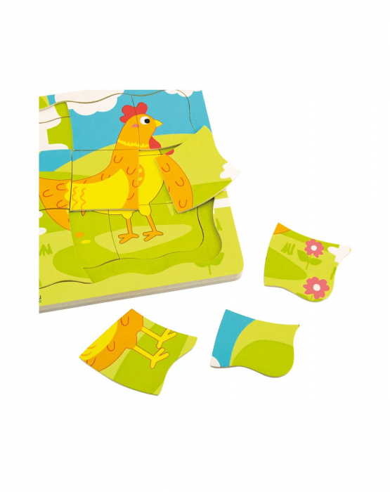 Puzzle suprapus din lemn Gaina, 4 straturi, 22 piese [7]