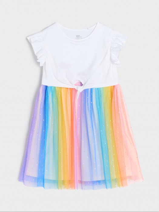 Rochie bumbac cu fusta din tul curcubeu [1]