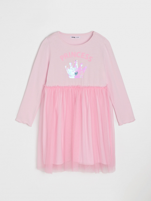 Rochie bumbac maneca lunga, cu fusta din tul Princess [2]