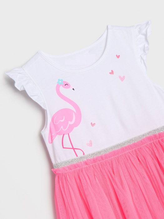 Rochie bumbac cu fusta din tul Flamingo [3]