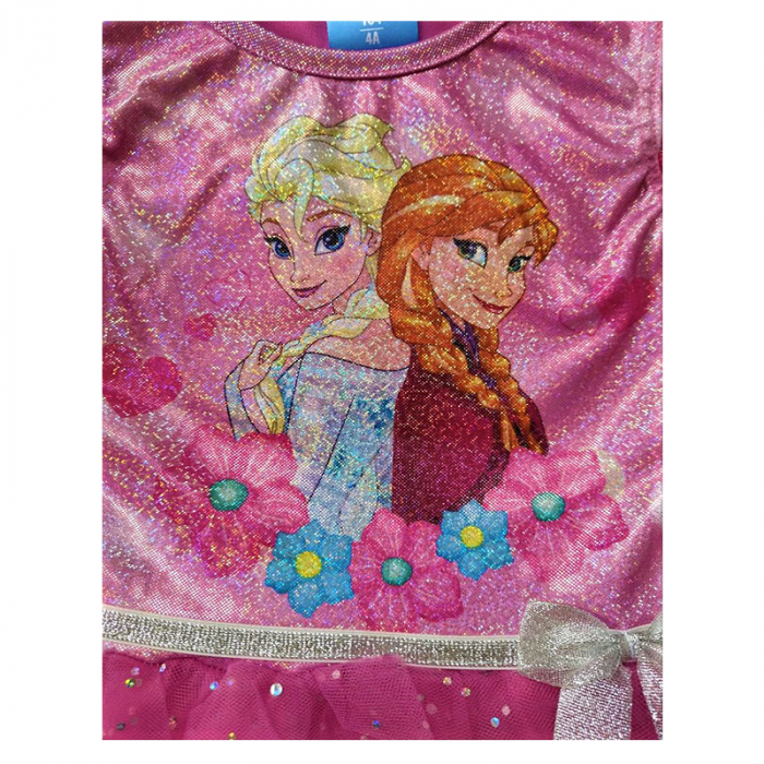 Rochie Frozen cu maneca scurta cu flori si sclipici [2]