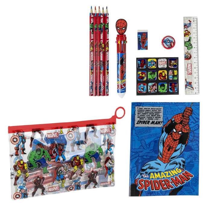 Set 11 rechizite, Spiderman cu penar, 22.0 X 14.0 X 0.5 cm [1]