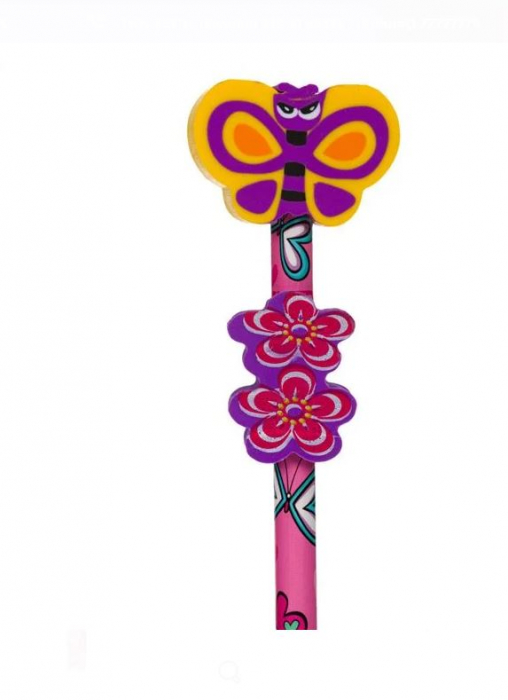 Set 2 creioane Fantezie cu guma de sters Topper Butterfly Heart [2]
