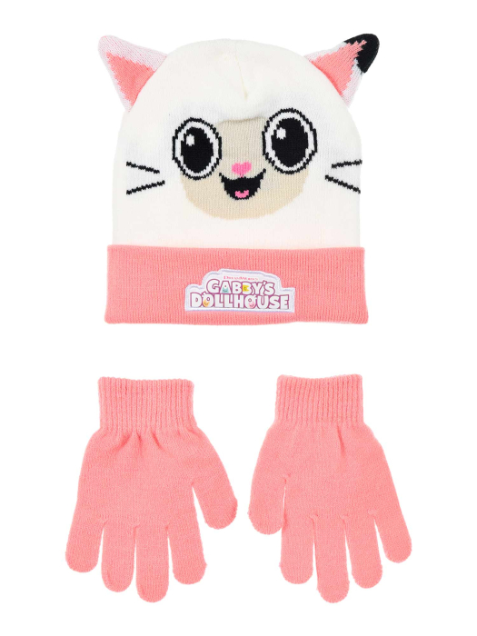 Set 2 piese iarna, caciula cu urechi si manusi Gabby's Dollhouse [1]