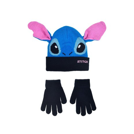 Set 2 piese iarna, caciula cu urechi si manusi Stitch [4]