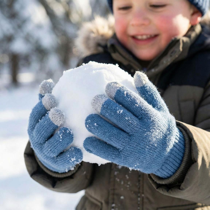 Set 2 piese pentru iarna din acril, caciula si manusi Stitch [7]