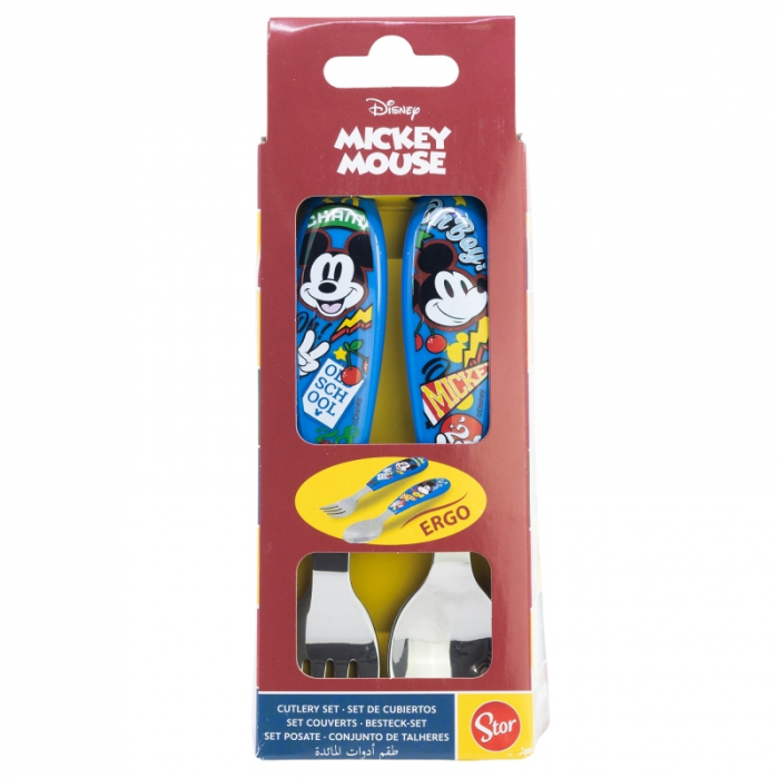 Set 2 tacamuri ergonomice, furculita si lingura pentru copii Mickey True Champions 9.4 cm [2]
