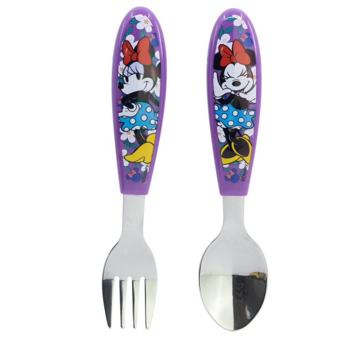 Set 2 tacamuri ergonomice, furculita si lingura pentru copii Minnie Sunshine 9.4 cm [1]