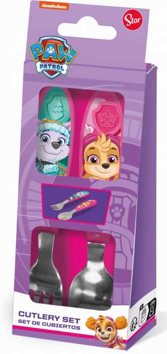 Set 2 tacamuri ergonomice, furculita si lingura pentru copii Paw Patrol Girl Superpowers 20x7 cm [1]