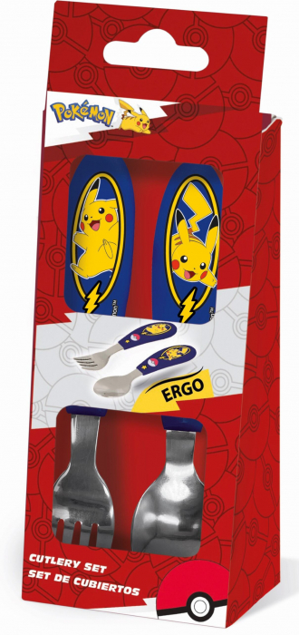Set 2 tacamuri ergonomice, furculita si lingura pentru copii Pok├⌐mon 20x7 cm [1]