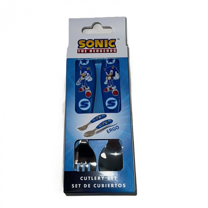 Set 2 tacamuri ergonomice, furculita si lingura pentru copii Sonic Speed 20x7 cm [4]