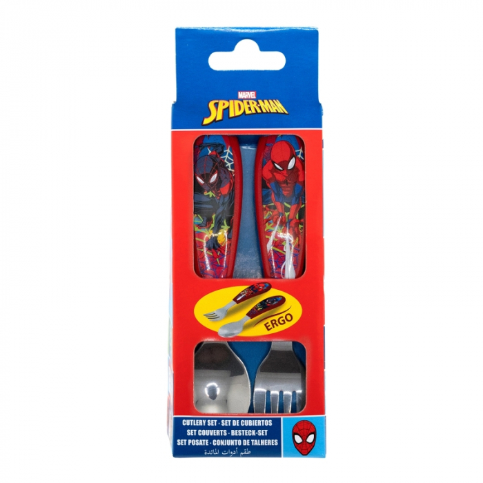 Set 2 tacamuri ergonomice, furculita si lingura pentru copii Spiderman 9.4 cm [2]