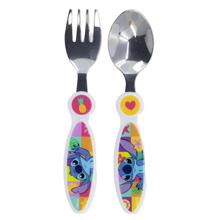 Set 2 tacamuri, furculita si lingura pentru copii Lilo & Stitch 15.5 cm [1]