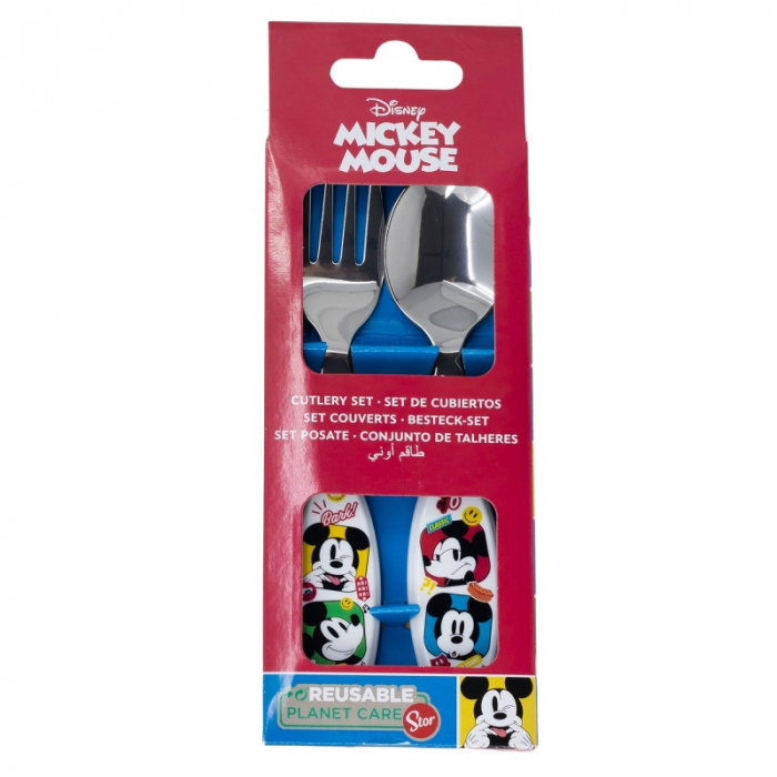 Set 2 tacamuri, furculita si lingura pentru copii Mickey Mouse, Fun-Tastic 15.5 cm [2]