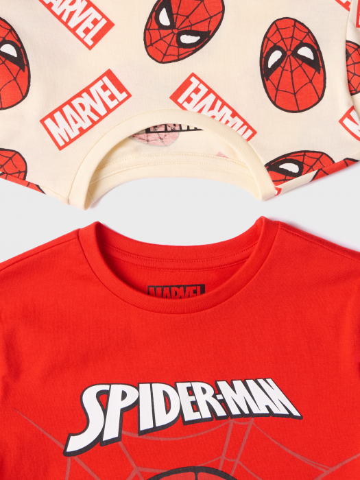 Set 2 tricouri cu maneca scurta, din bumbac Spiderman [4]