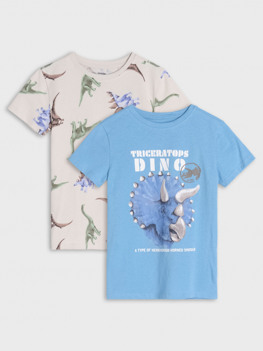 Set 2 tricouri din bumbac cu maneca scurta Dinozauri [1]