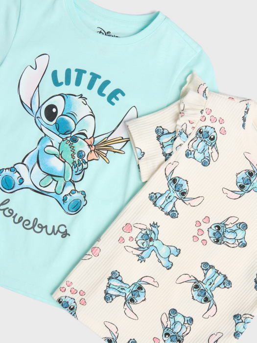 Set 2 tricouri din bumbac pntru fete Stitch Little Hug [4]