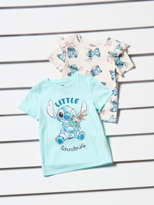 Set 2 tricouri din bumbac pntru fete Stitch Little Hug [7]