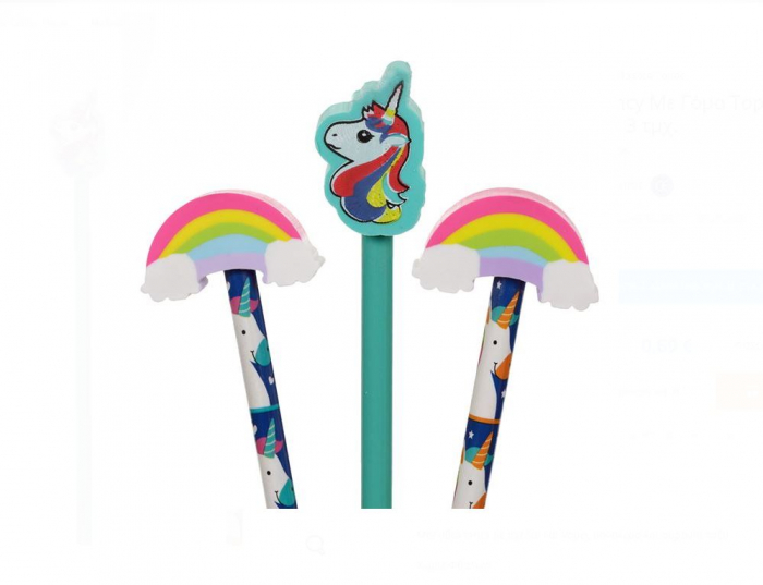Set 3 creioane cu radiera Rainbow Unicorn [2]