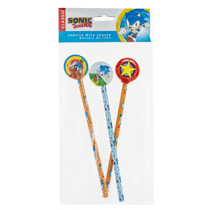 Set 3 creioane cu radiera Sonic [2]