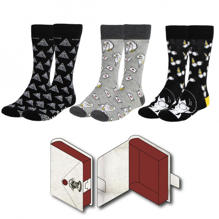 Set 3 perechi sosete lungi in cutie cadou, Harry Potter [1]