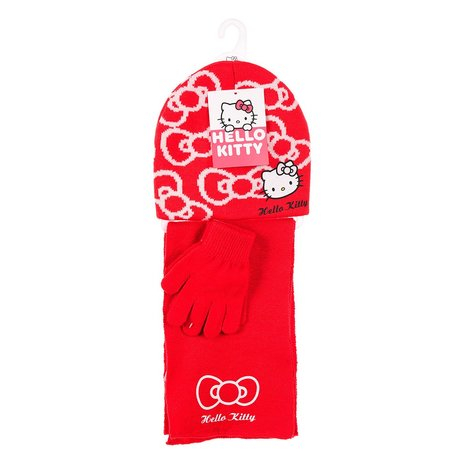 Set 3 piese pentru fete, caciula, fular si manusi Hello Kitty [3]
