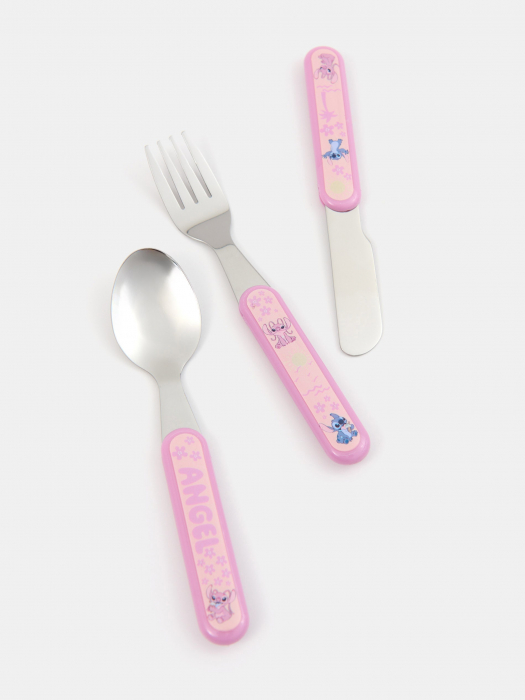 Set 3 tacamuri furculita lingura si cutit pentru copii Lilo & Stitch 14.5 cm [1]