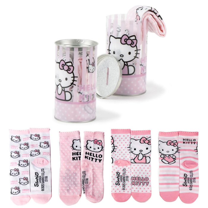 Set 4 perechi sosete groase intr-o pusculita cadou, Hello Kitty [1]