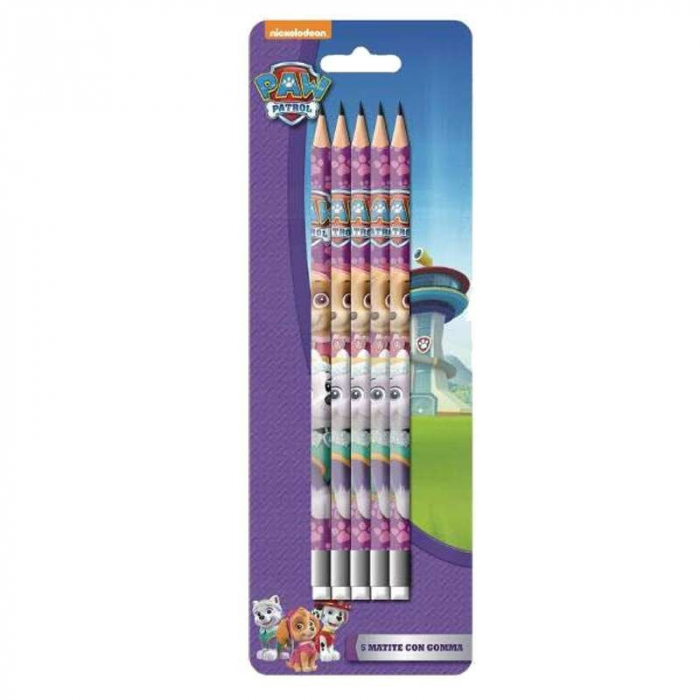 Set 5 creioane HB cu guma de sters Paw Patrol, Skye [1]