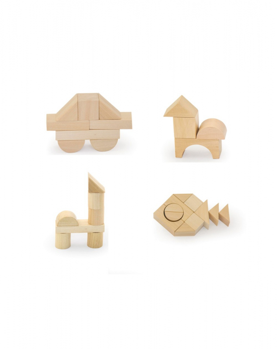 Set pentru construit, 50 piese lemn natur [6]