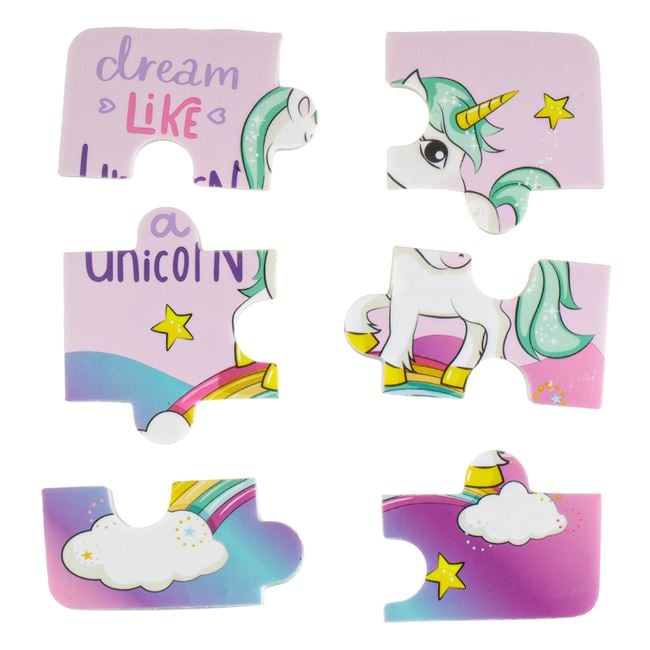 Set 6 bucati, guma de sters Puzzle cu Model Unicorn 9x9cm [4]