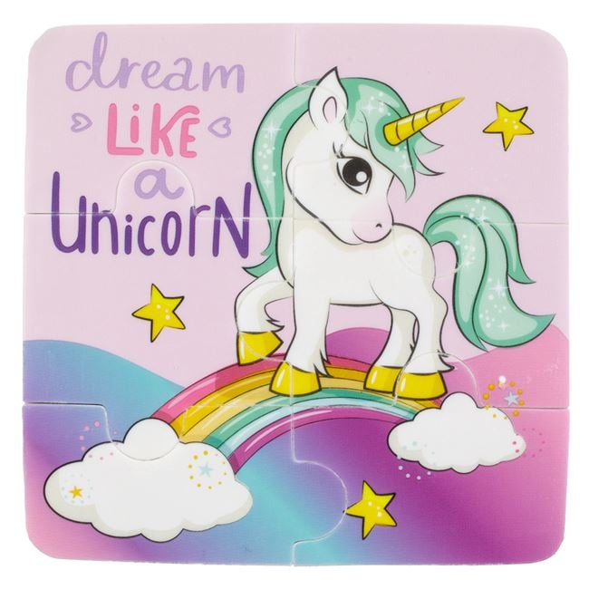 Set 6 bucati, guma de sters Puzzle cu Model Unicorn 9x9cm [3]
