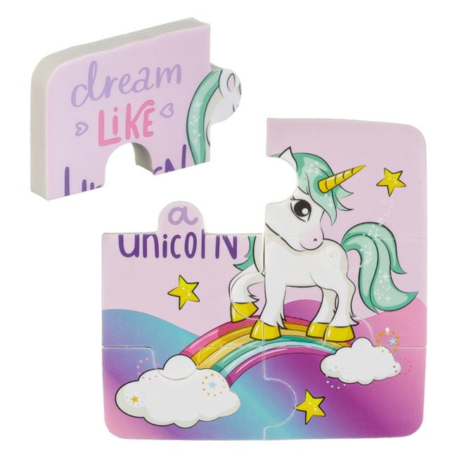 Set 6 bucati, guma de sters Puzzle cu Model Unicorn 9x9cm [1]
