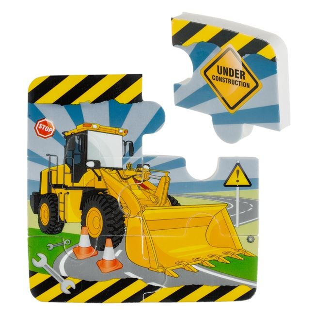 Set 6 bucati, guma de sters Puzzle Vehicule de Santier 9x9cm [1]