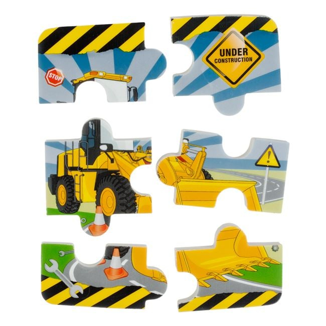 Set 6 bucati, guma de sters Puzzle Vehicule de Santier 9x9cm [3]