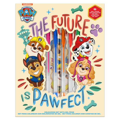 Set 6 Pixuri cu gel, 4 pagini de colorat si bloc notes Paw Patrol [2]