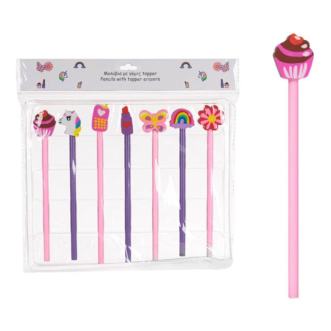 Set 7 creioane cu radiere topper diverse modele [2]