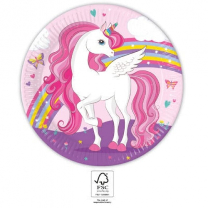Set 8 farfurii Unicorn Rainbow Colors, 23 cm [1]